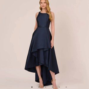 High Low Mikado Gown in Midnight by Adrianna Papell